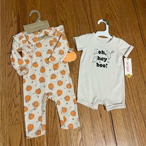 Lot of 2 Girl's Halloween/Fall Outfits- Size 0-3 Months- NWT